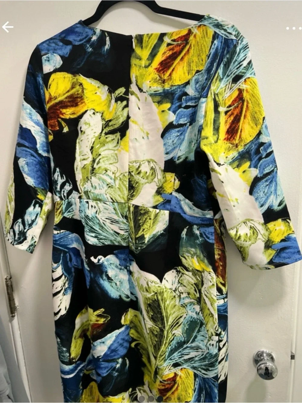 Black Floral Brushstroke Sheath Dress in Blue & Green